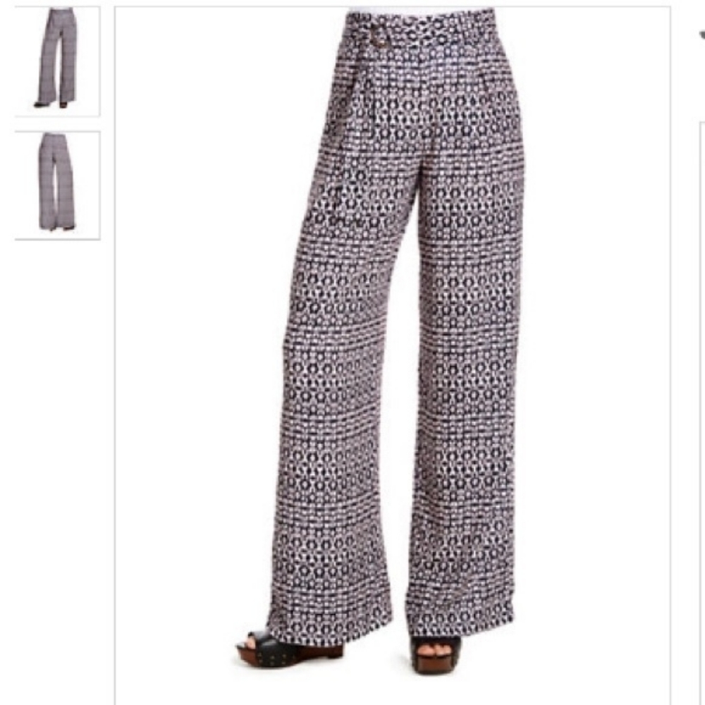 Jessica Simpson Blue White Pink Plazzo High Waisted Trouser Pants Sz XS